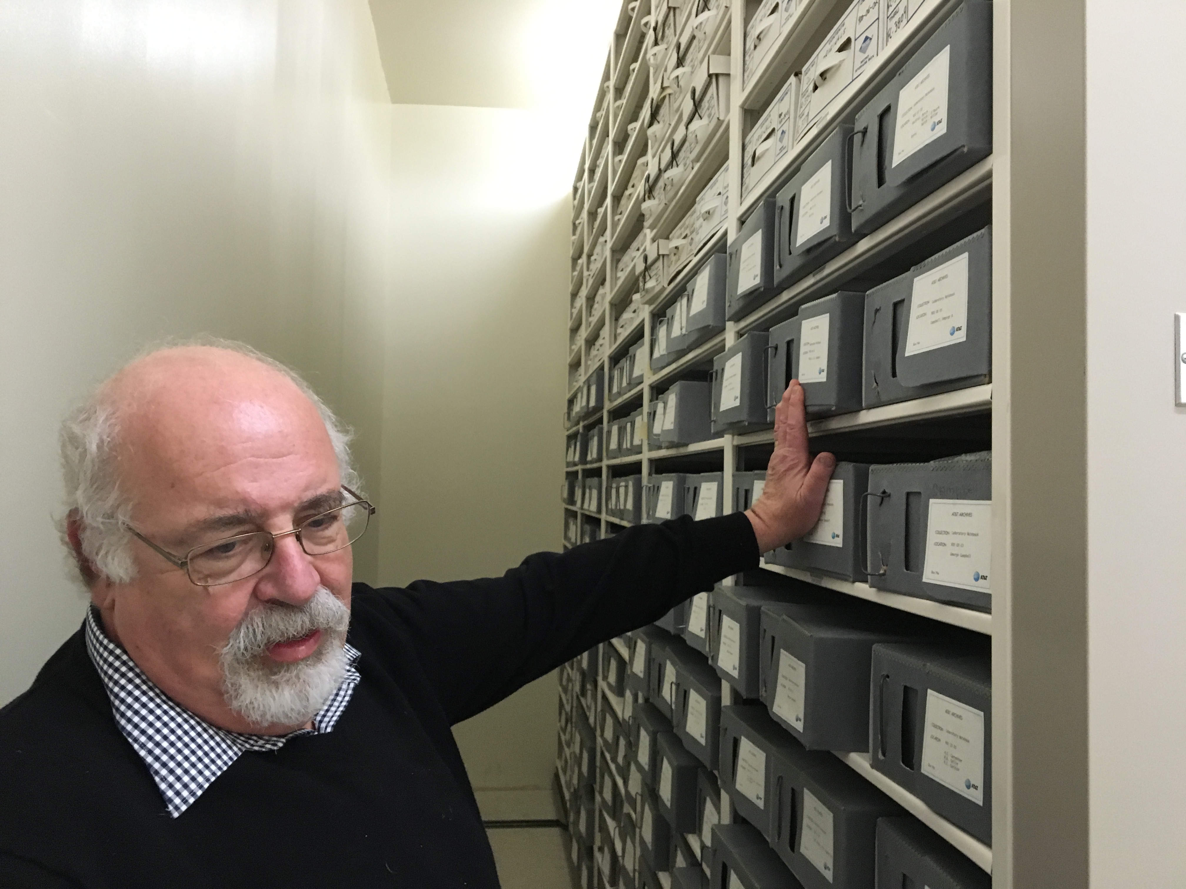 Sheldon Hochheiser in the AT&T Archives and History Center vault