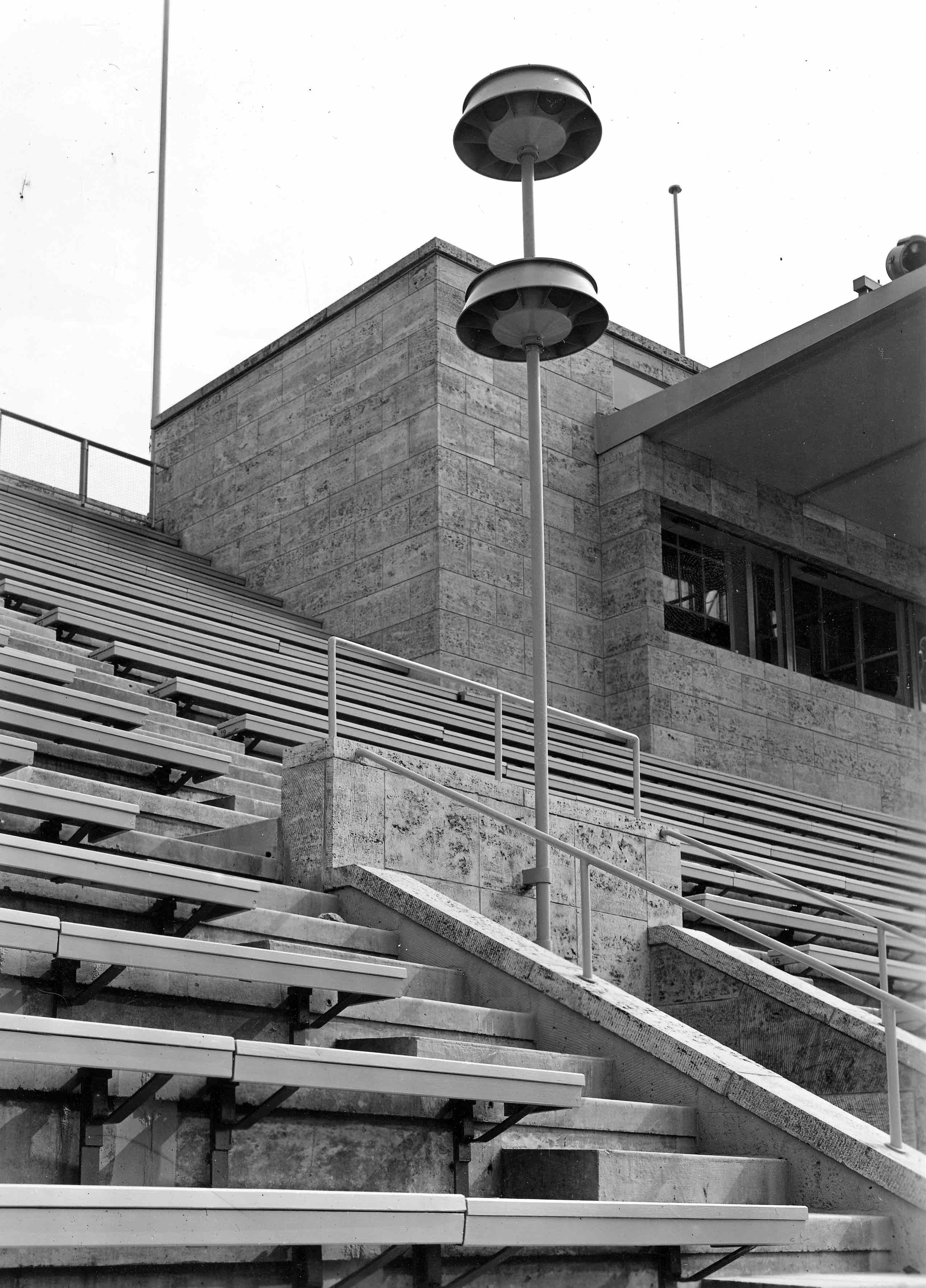 “Löschstrahler” loudspeaker in the Olympic Stadium, Berlin (1936).