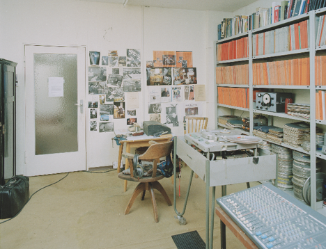 (figure 2 here) Sala’s studio at Heerstrasse, Berlin, with his pinboard documented in October 2005 after his death by Hans-Joachim Becker Photo: DMM Bild-Nr. R_6998_09.