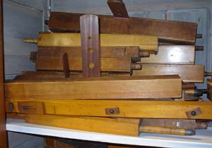 Different organ pipes from the collection of antique physics instruments