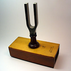 Tuning fork on wooden resonator box